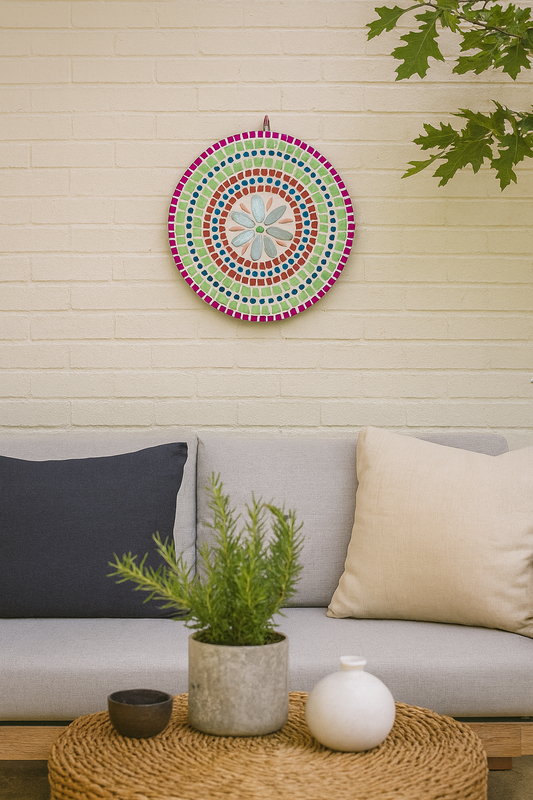 Vibrant Mosaic Mandala – 11.5" Round