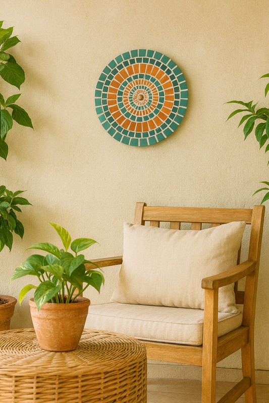 Handmade Mosaic Mandala Wall Art – 9" Round