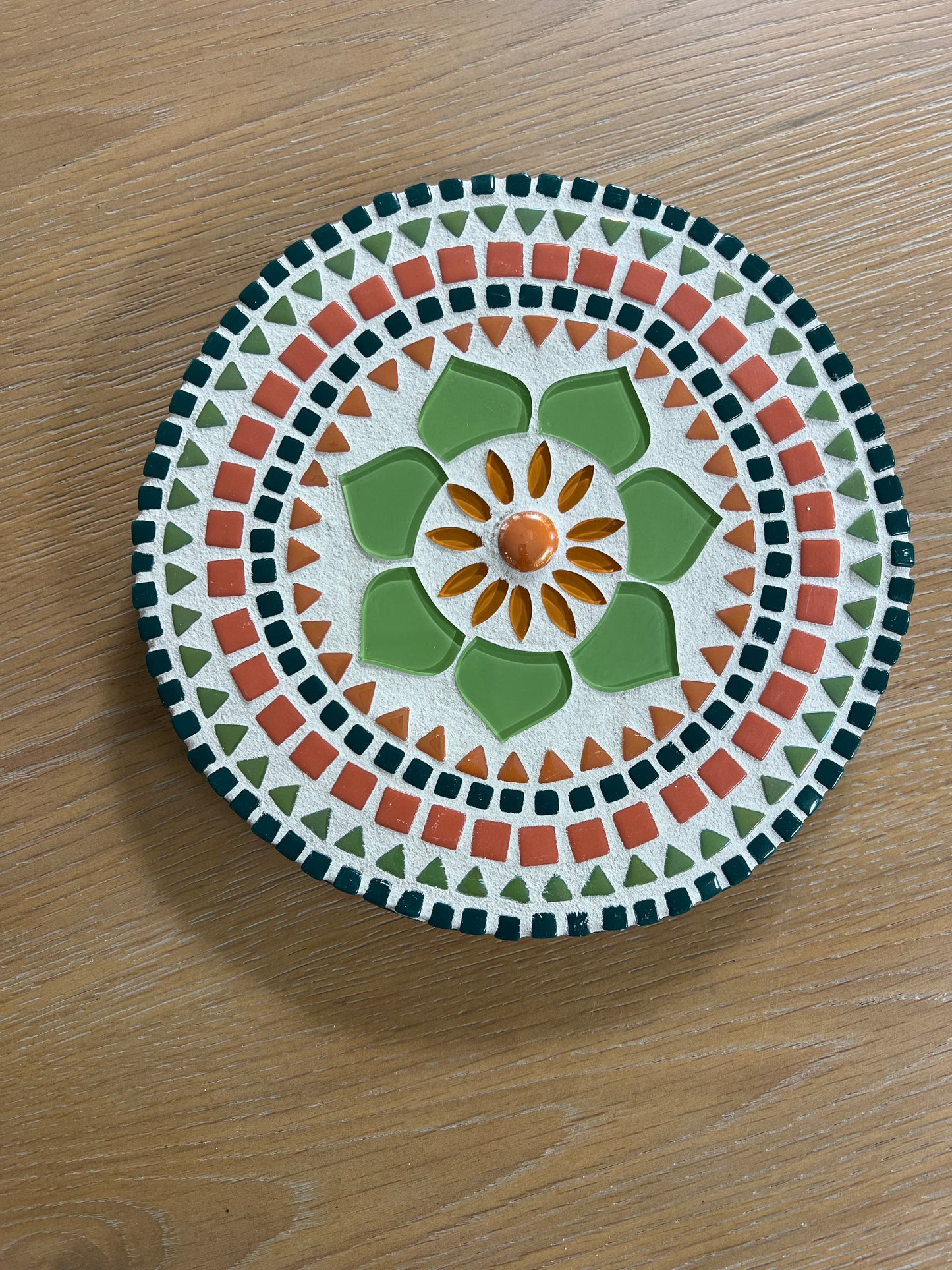 Outdoor Mosaic Mandala Wall Art – Flower Design – 9"