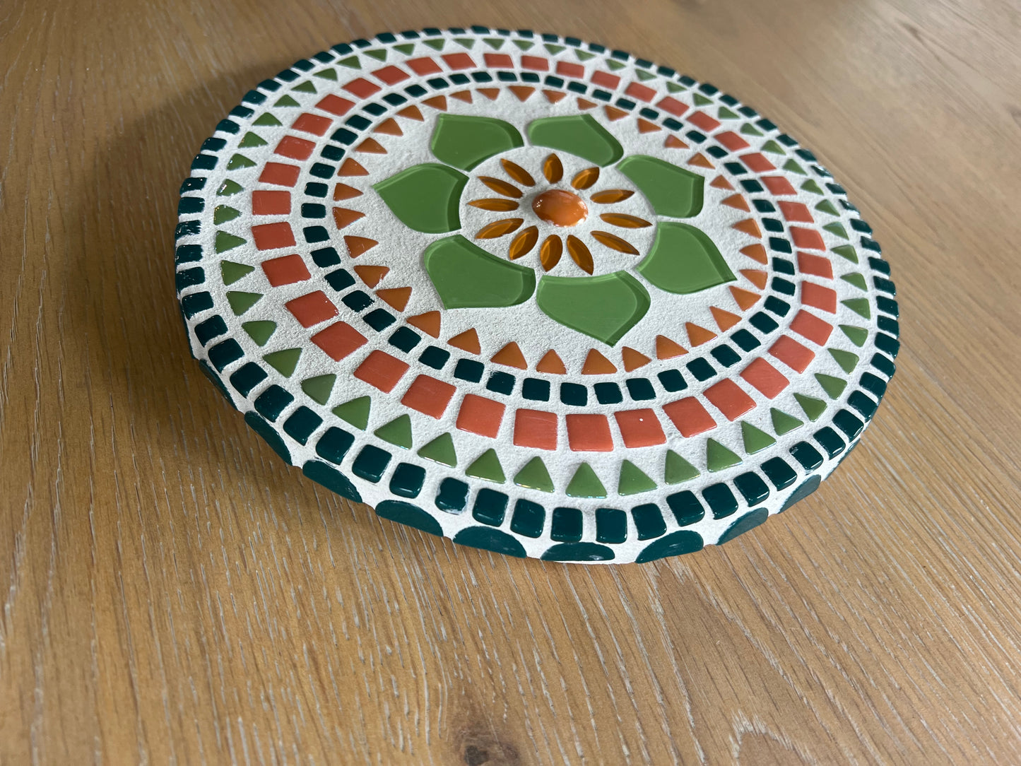 Outdoor Mosaic Mandala Wall Art – Flower Design – 9"